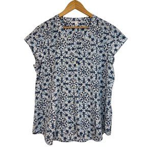 NEW Croft & barrow sleeveless blouse top pullover boho Moroccan blue SIZE XL